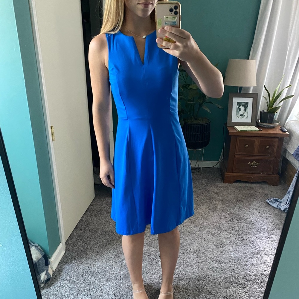 Cynthia Rowley Royal Blue Sleeveless Fit-and-Flare Mini Dress